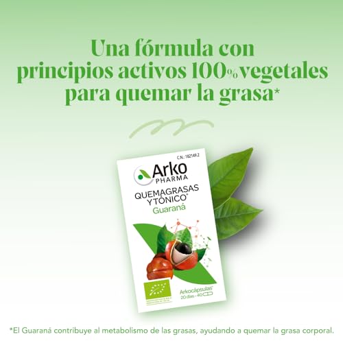 Arkopharma Arkocápsulas Guaraná BIO 80 Cápsulas, Ayuda a Quemar la Grasa Corporal, Metabolismo de Grasas, Vegano, Complemento Alimenticio