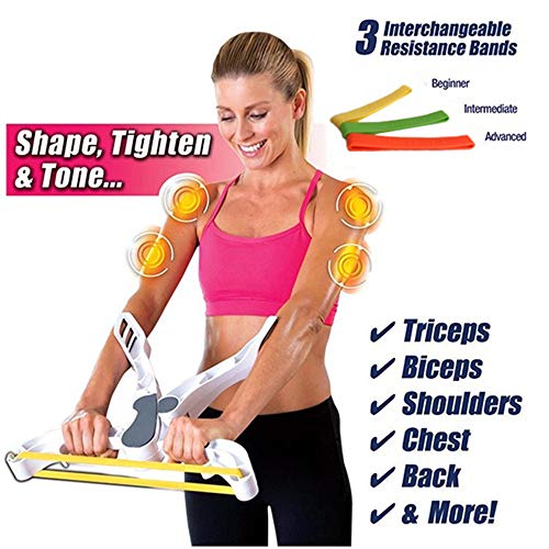 Arm Machine Workout System Ejercicio con 3 Bandas de Entrenamiento de Resistencia para Mujeres Tonos Fortalece los Brazos Tríceps Bíceps Hombros Pecho Espalda