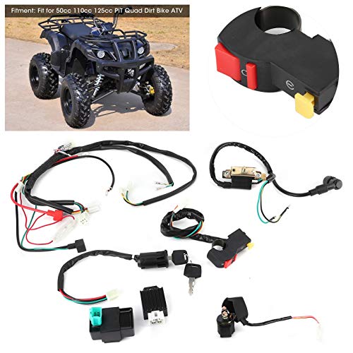 Arnés de cableado del motor, kit profesional de arnés de cableado del motor de arranque eléctrico para coche apto para 50cc 110cc 125cc PIT Quad Dirt Bike ATV