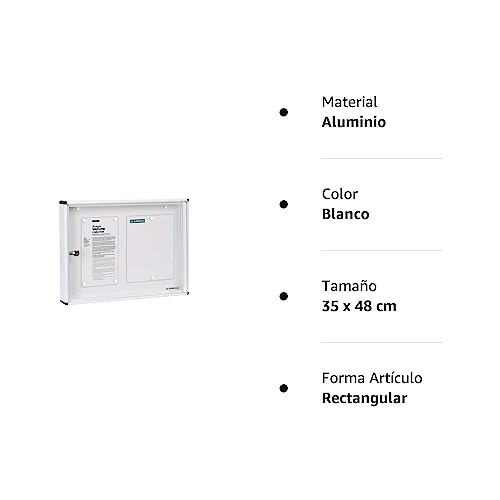 Arregui PAN41 Panel de Anuncios de Aluminio y metacrilato para 2 Hojas DIN A4, Blanco, 35 x 48 x 5 cm