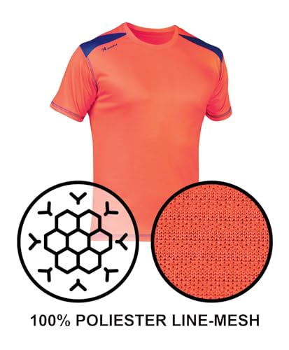 ASIOKA 182/17 Camiseta de Running técnica combinada Unisex para Adultos de m/Corta, Naranja/Royal