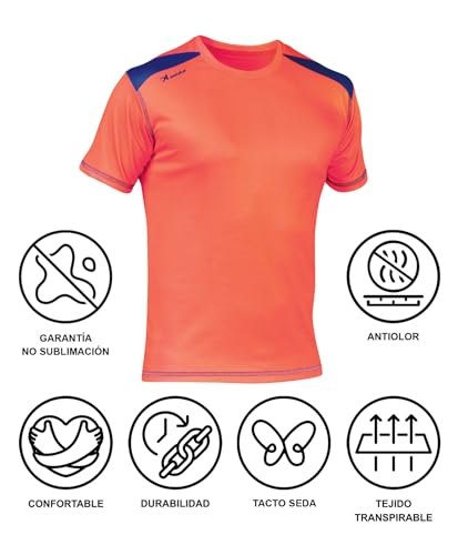 ASIOKA 182/17 Camiseta de Running técnica combinada Unisex para Adultos de m/Corta, Naranja/Royal