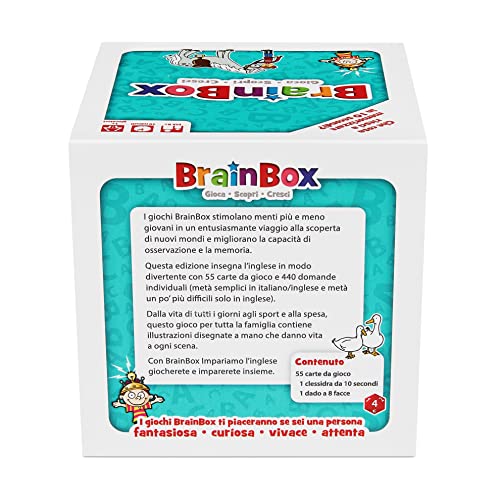 Asmodee - BrainBox Aprendemos Inglés (2022), Juego para Aprender y Entrenar la Mente, 1+ Jugadores, 8+ Años, Ed. en Italiano