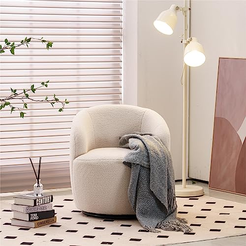 ATHRZ Sillón moderno de tela de peluche, sillón giratorio tapizado para club, sofá individual ocasional para ocio, silla Boucle para sala de estar, dormitorio/lectura, muebles de recepción