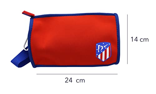 ATLÉTICO DE MADRID CF - Estuche de Neopreno Juvenil, Portatodo con Cremallera, Color Rojo, con Escudo, Producto Oficial (CyP Brands)