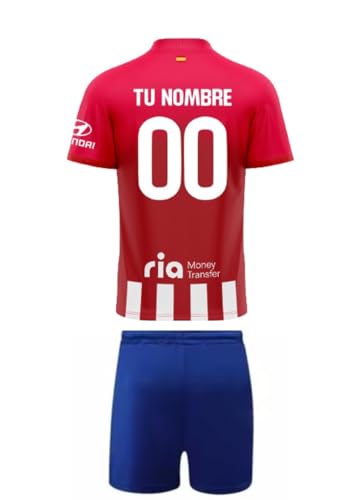 ATLETICO DE MADRID Conjunto Camiseta y Pantalón Personalizable Primera equipación Temporada 2023-2024 Réplica Oficial - Talla Niño (10 Años)