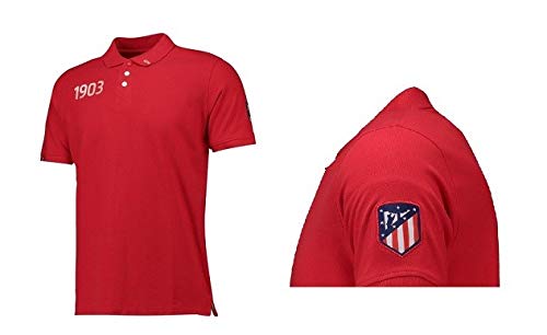 Atlético de Madrid Polo Rojo - 1903 Blanco con Escudo Nuevo en la Manga Izquierda - Producto Original (S)