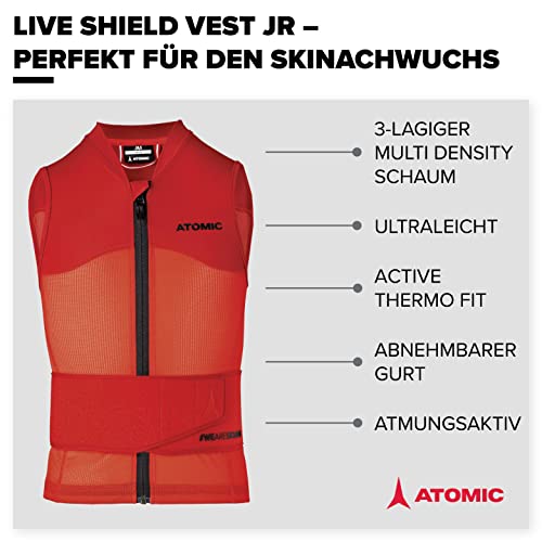 Atomic Live Shield Vest Jr, Unisex niños, Red, S