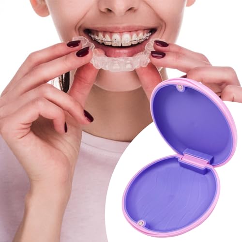 Avesteir 2 Piezas caja ferula dental, caja ortodoncia, caja de almacenamiento para dentaduras postizas, funda dentadura resistente, caso alineador dentales fácil de limpiar (rosa y Azul)