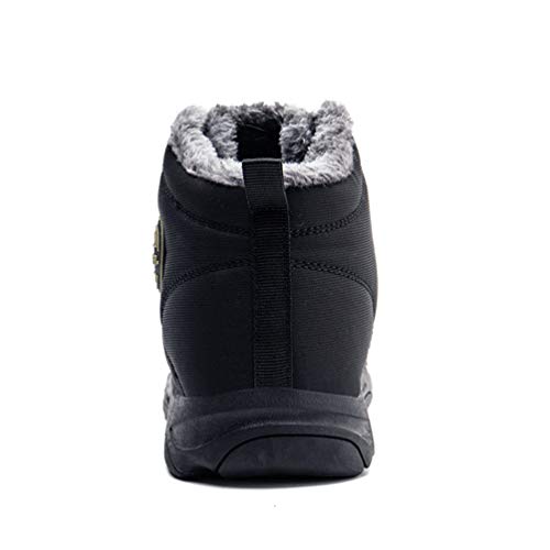 Axcone Hombre Mujer Botas de Nieve Invierno Aire Libre Trekking Zapatos Impermeable Antideslizante Calientes Botines Planas Negro 38EU