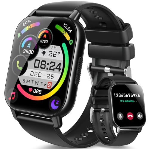 aycy Reloj Inteligente Hombre Mujer, 1.85" Smartwatch con Llamadas Bluetooth, Smart Watch con Pulsómetro/Monitor Sueño/Podómetro, 112 Modos Deportivos Pulsera Actividad, Impermeable IP68, Negro
