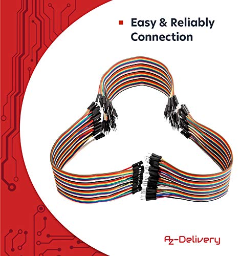AZDelivery Jumper Wire Cables de Puente 20 cm 3 x 40 pcs Cada uno Macho-Hembra/Macho-Macho/Hembra-Hembra Compatible con Arduino y Raspberry Pi Breadboard con E-Book Incluido! (120 pcs)