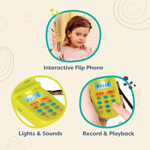 B. toys by Battat BX1749Z Hellophone - Teléfono de juguete para niños pequeños con grabadora de mensajes, color amarillo