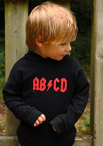 Baby Moo's AB/CD Rock n Roll Camiseta con Capucha para niños o niñas - Camiseta de Manga Larga para niños/bebé Divertida (2-3 años)