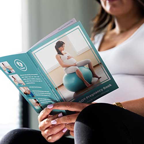 BABYGO Ejercicio Pelota Embarazo Sentado Pelota Oficina Embarazada Yoga Pezziball | Incluye Libro de Embarazo para Parto y Fitness | Pezziball Anti-Estallido 1000kg | 65cm Turquesa