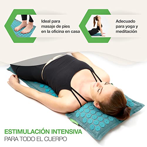 BACKLAxx ® Set de esterilla acupresion – Para la relajación de espalda, cuello, hombros y pies – Alfombra acupresion contra la tensión