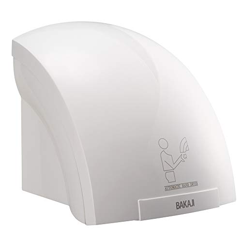 BAKAJI Toallas automáticas eléctricas Hotel Secador de Manos de Aire Caliente de Pared baño con Sensor de fotocélula vatios, ABS, Color Blanco, 2000 Watt