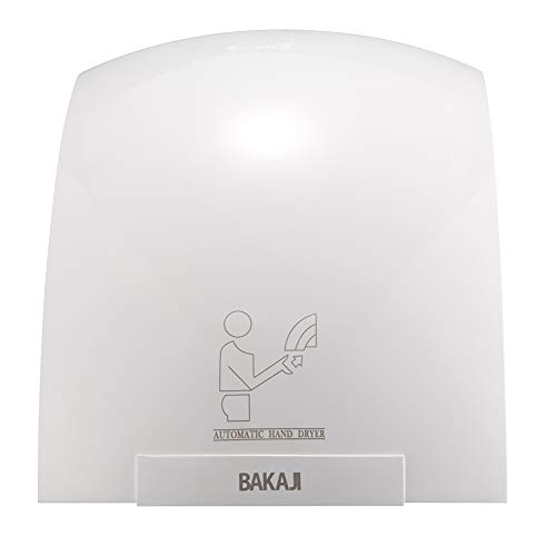 BAKAJI Toallas automáticas eléctricas Hotel Secador de Manos de Aire Caliente de Pared baño con Sensor de fotocélula vatios, ABS, Color Blanco, 2000 Watt