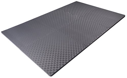 BalanceFrom Tapete de ejercicio extra grueso de 1 pulgada con azulejos entrelazados de espuma EVA para MMA, ejercicio, gimnasia y suelos protectores de gimnasio en casa (gris)
