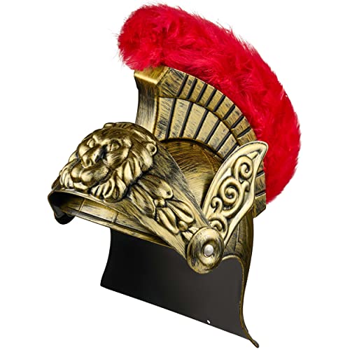 Balinco Casco Romano | Casco Romano Oro | Guerrero | Luchador Romano | Gladiador Romano - para damas y caballeros como el accesorio perfecto para un disfraz romano