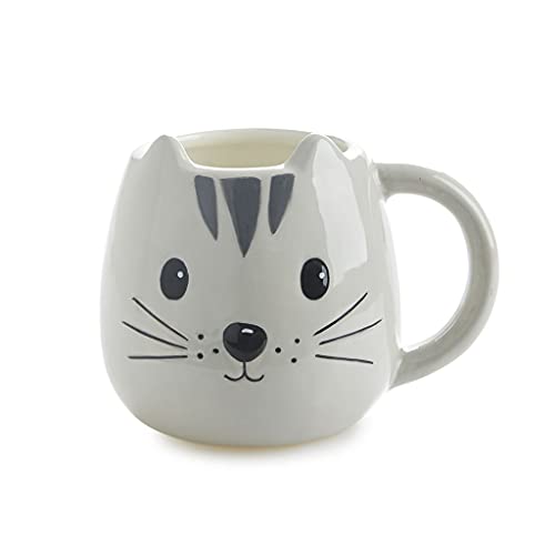 Balvi Mug Kitty Color Gris Taza en Forma de Cabeza de Gato Capacidad 400ml Apta para lavavajillas y m