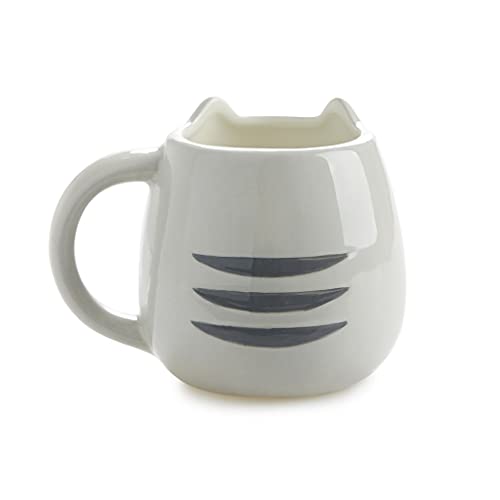 Balvi Mug Kitty Color Gris Taza en Forma de Cabeza de Gato Capacidad 400ml Apta para lavavajillas y m