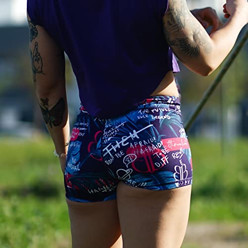 BANBROKEN Short Pantalón Corto Deportivo para Fitness Mujer, Gimnasio, Crosstrainning, Running, Halterofilia, Yoga, Gym (M, Wild)