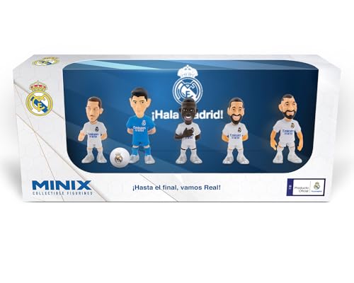 Bandai - MINIX - Pack 5 Muñecos Real Madrid CF: Courtois, Bellingham, Modric, Carnavinga y Vinicius - Ideal para Tartas o Fans - 7 cm