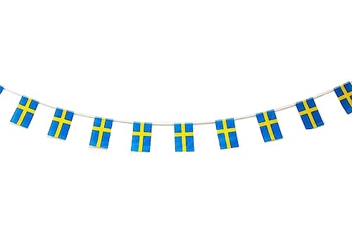 Bandera de Suecia 40 unidades bandera de Suecia, guirnalda Suecia 11.4M, banderines Suecia, bandera Nacional Suecia 14 x 21 cm para Decoraciones de Bares de Jardín