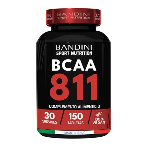 Bandini® BCAA 8.1.1 - Aminoácidos de Cadena Ramificada con Leucina, Isoleucina, Valina y Vitamina B1 y B6 - Sin Lactosa - Vegano - Suplemento Pre y Post Entrenamiento - 150 comprimidos