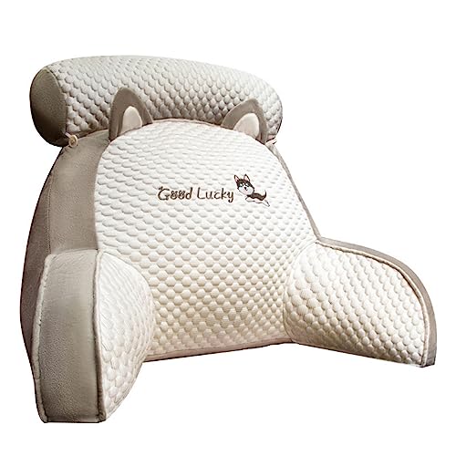 BaoT8YLu - Almohada de lectura de cama, 2 en 1 para sentarse en la cama, almohada de sofá multifuncional con reposabrazos, confort y ergonomía, cojín de cuña para sofá cama