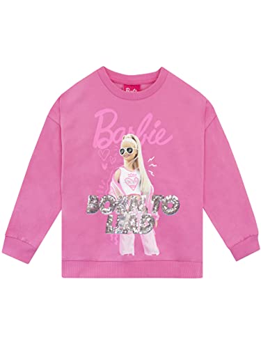 Barbie Sudadera de Lentejuelas para Niñas Jersey de Mangas largas Infantil Rosa 8-9 años