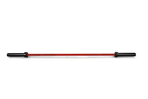 Barra olímpica de potencia RPM roja y negra (1800 mm / 15 kg), perfecta para levantamiento de pesas, entrenamiento de fuerza y entrenamientos en casa