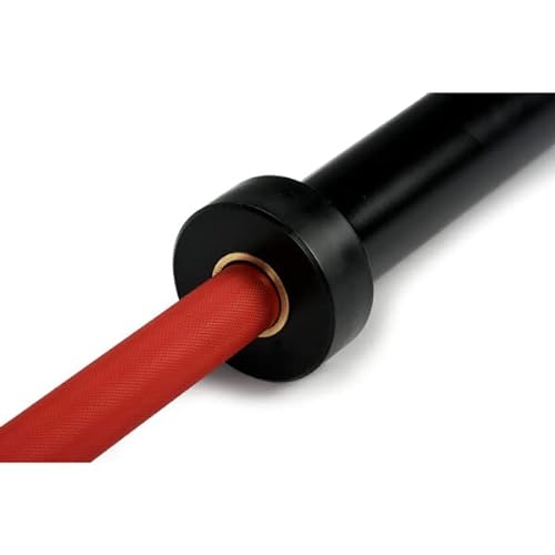 Barra olímpica de potencia RPM roja y negra (1800 mm / 15 kg), perfecta para levantamiento de pesas, entrenamiento de fuerza y entrenamientos en casa