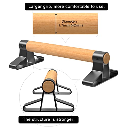 Barras de empuje con mango de madera con soporte de acero de aleación que mantienen una larga duración y cómoda de usar, barras de paralelos antideslizantes para flexiones, yoga entrenamiento