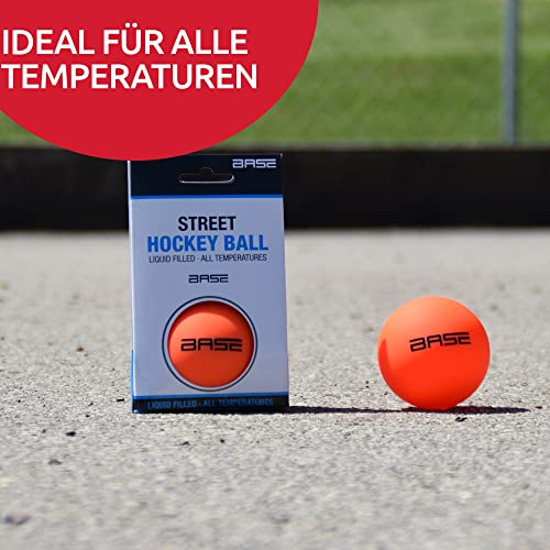 Base Street Hockey Ball – Liquid Filled I No-Bounce Technology I para Todas Las temperaturas I Hockey en línea y Calle I Naranja