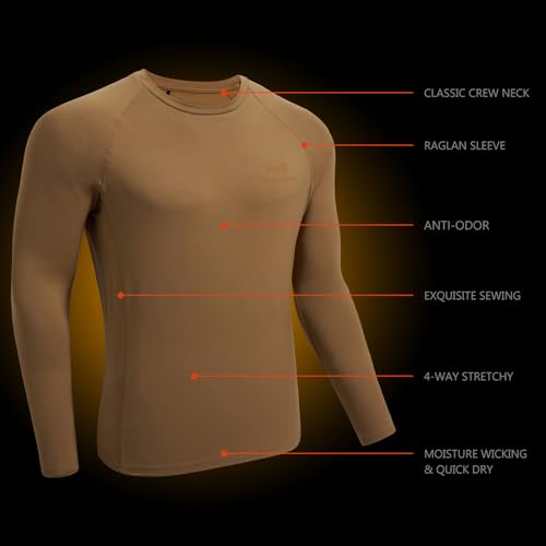 BASSDASH - Camiseta de Capa Base térmica Ligera para Hombre, Ropa Interior antimicrobiana, cálida, ultrasuave, de Secado rápido, FS19M