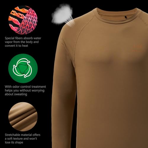 BASSDASH - Camiseta de Capa Base térmica Ligera para Hombre, Ropa Interior antimicrobiana, cálida, ultrasuave, de Secado rápido, FS19M