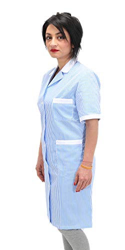 Batas de Trabajo Mujer Empresas de Limpieza Trabajadora Doméstica Camarera AI Planes, Rayas azules, L