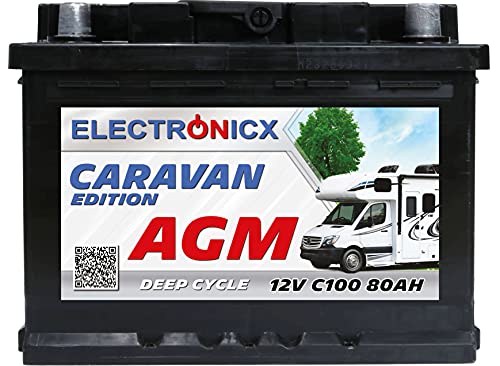 Bateria solar AGM 12v 80Ah Electronicx Caravan Edition V2 - acumulador y fornecimento de baterias solares para caravana - gel solar, mover