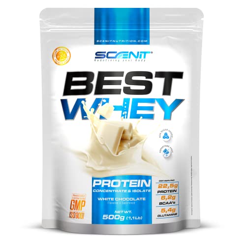Batidos de Proteinas - Proteína whey - isolada - para masa muscular (500 g) (Chocolate blanco)