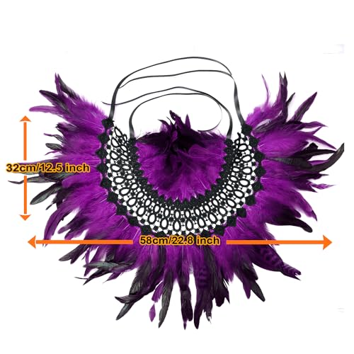 BBOHSS El Chal de plumas femeninas decora la fiesta de carnaval de Halloween gótico punk con el complemento de Chal de moda del baile 1 (Púrpura)