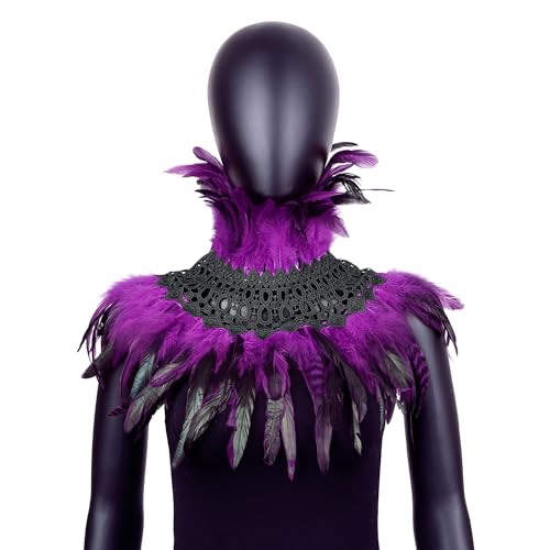 BBOHSS El Chal de plumas femeninas decora la fiesta de carnaval de Halloween gótico punk con el complemento de Chal de moda del baile 1 (Púrpura)