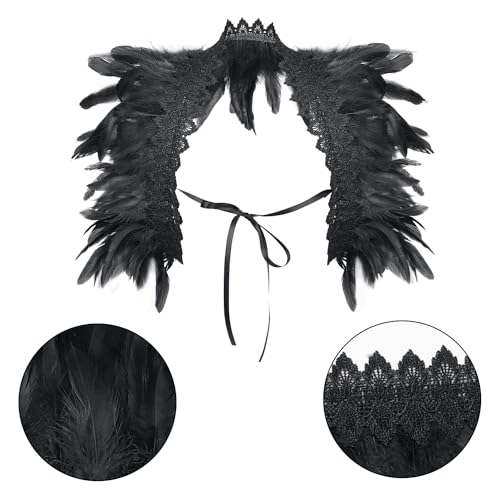 BBOHSS El Chal de plumas femeninas decora la fiesta de carnaval de Halloween gótico punk con el complemento de Chal de moda del baile (Negro)