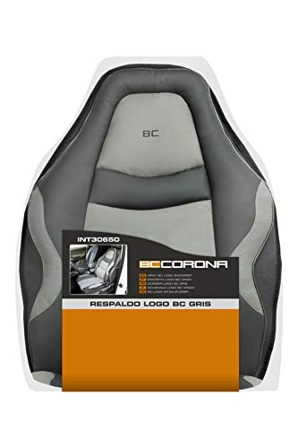 BC Corona Respaldo Asiento simil Piel para Coche Universal, Color Gris/Negro