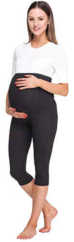 Be Mammy Leggins Premamá 3/4 Embarazo Ropa Deporte BE20-229(Negro, L)