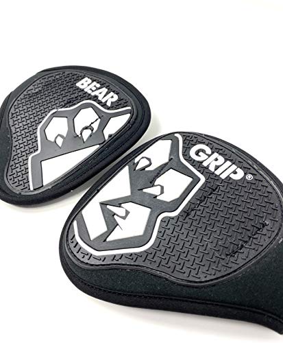 BEAR GRIP® (Neopreno, alternativa higiénica a los guantes de gimnasio de levantamiento de pesas, almohadillas de agarre de gimnasio (negro-goma)