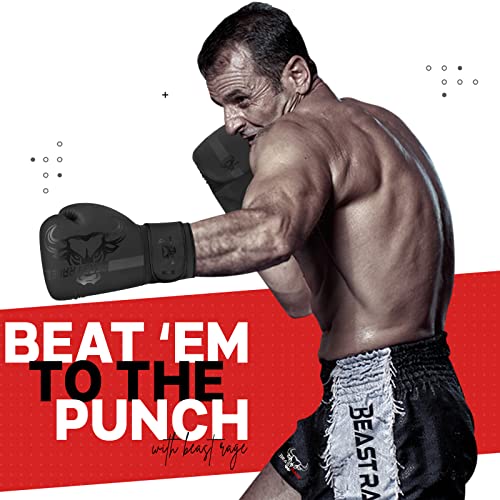 Beast Rage Guantes de Boxeo para Entrenamiento de Sparring Pro Impact Muay Thai MMA Kickboxing Hombres Mujeres Adultos Saco de Boxeo Pesado Almohadillas de Enfoque Guantes de Entrenamiento