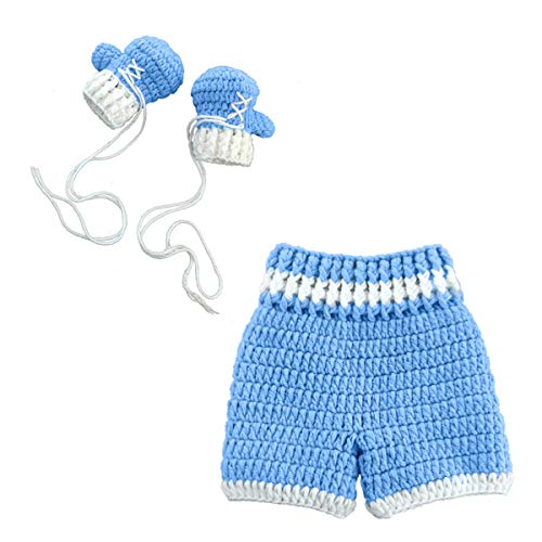 Bebé Recién Nacido Crochet Tejido Guantes de Boxeo Pantalones Fotografía Prop Atuendo para Baby Shower Regalo