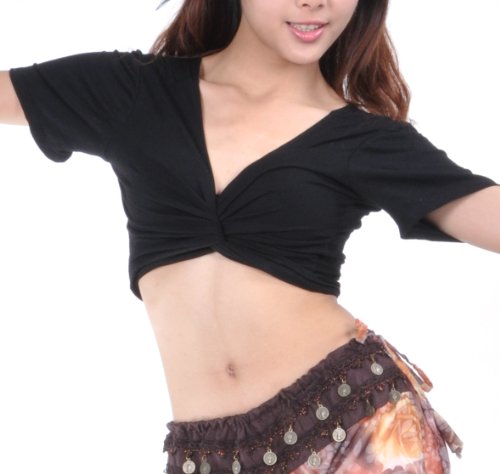 BellyLady Camiseta de manga corta para danza del vientre. Negro Talla única